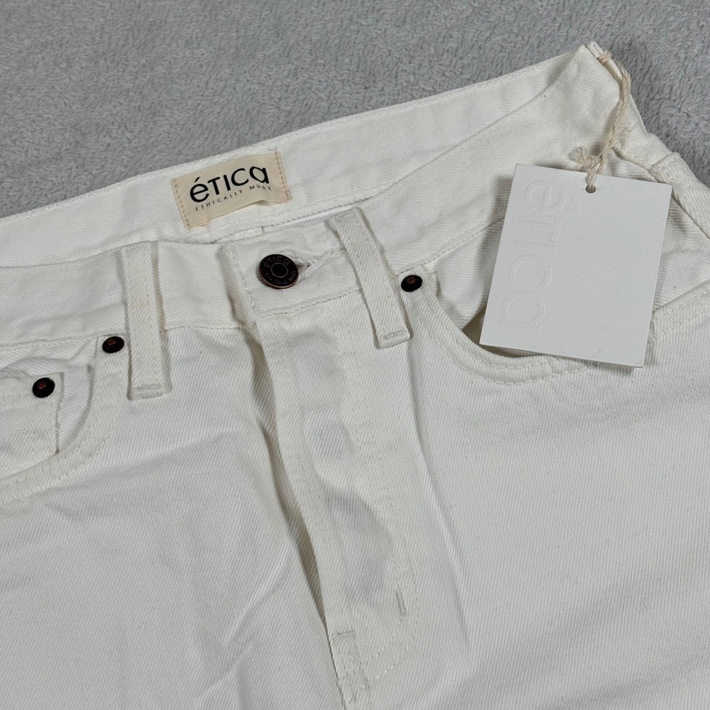 Etica Tyler Straight Leg Jeans Womens Vintage White Size 25 NWT